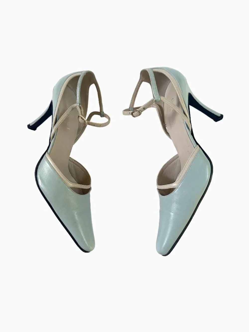 Vtg Gucci Tom Ford 90s Pistachio Mint Green Leather Slingback Stiletto Heels 7B